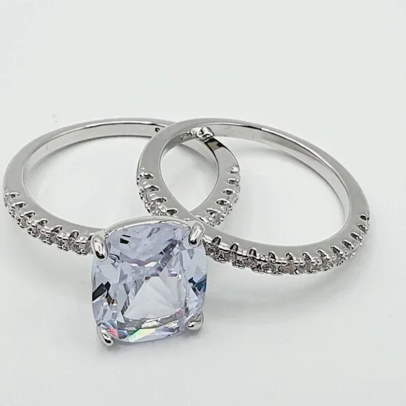 🔥Engagement Radiant Cut CZ Thin Romantic Wedding Ring Set for Women, K969